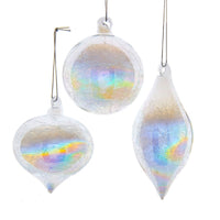 80MM Clear Iridescent Glass Ball, Onion and Tear Drop Ornaments