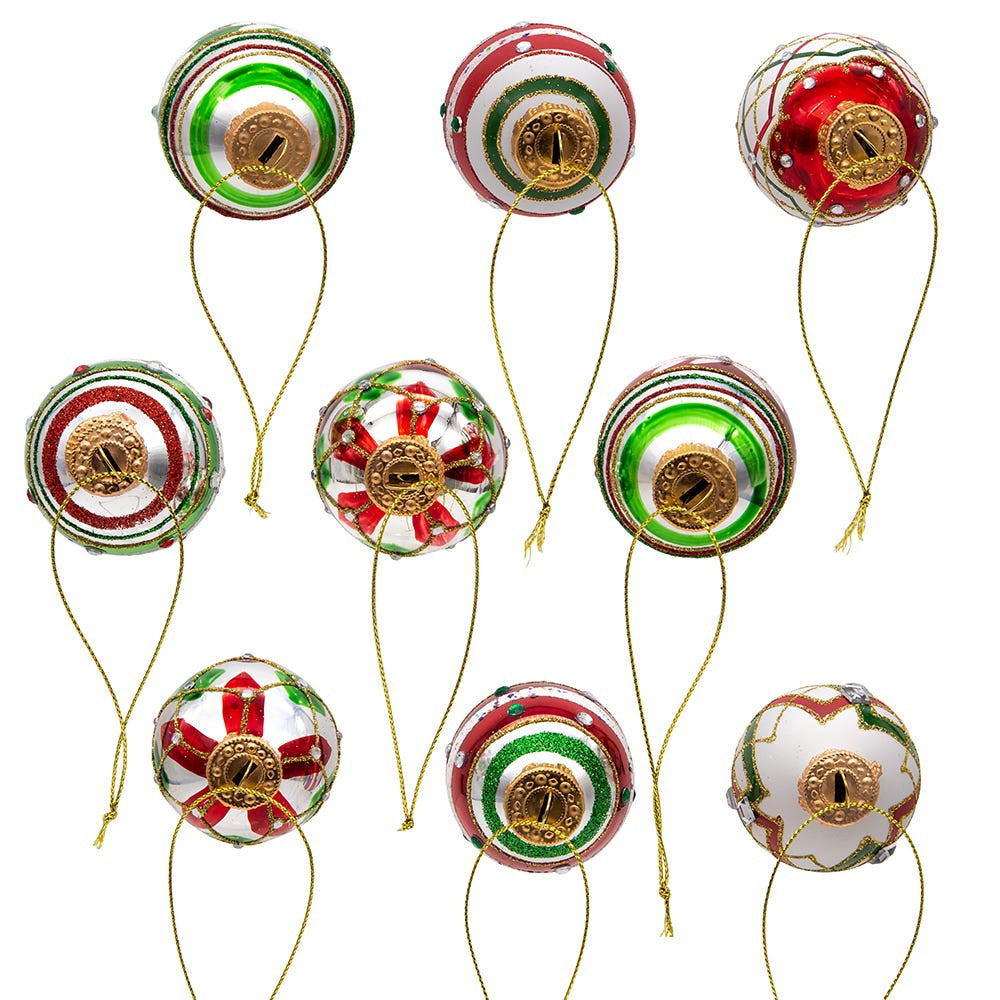 45MM Glass Red and Green Decorated Egg Ornaments