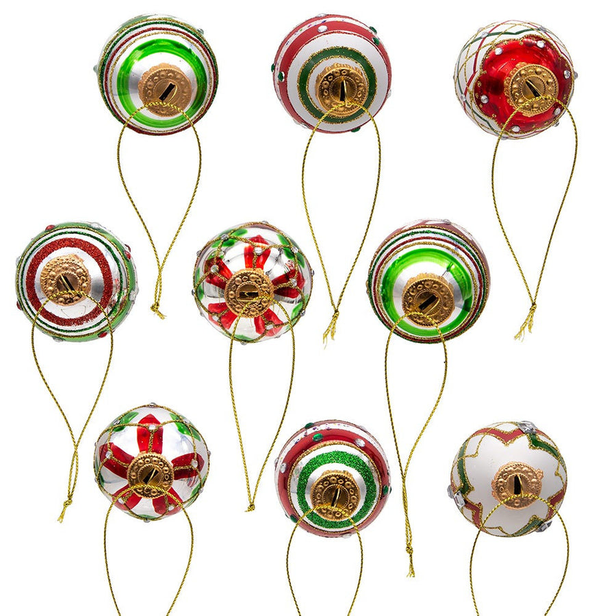 45MM Glass Red and Green Decorated Egg Ornaments