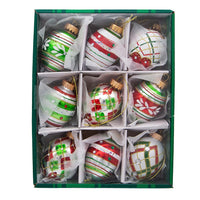 45MM Glass Red and Green Decorated Egg Ornaments