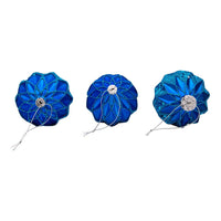 80MM Glass Blue Glittered and Sequined Ball, Finial and Onion Shaped Ornaments