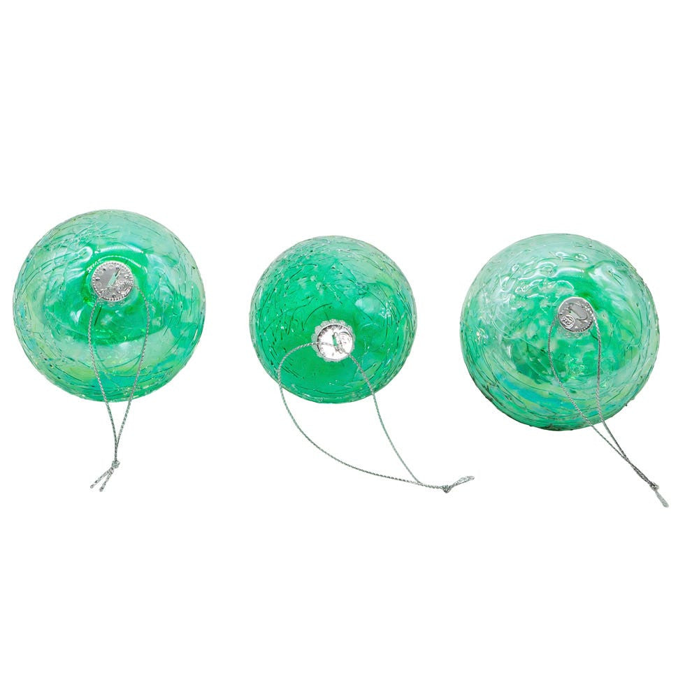 80MM Glass Iridescent Green Onion, Ball & Finial Ornaments