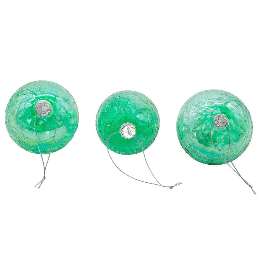 80MM Glass Iridescent Green Onion, Ball & Finial Ornaments