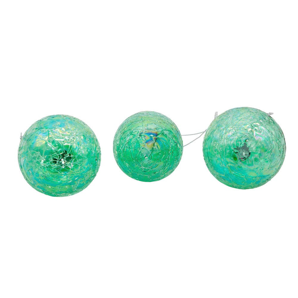 80MM Glass Iridescent Green Onion, Ball & Finial Ornaments