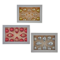 35MM Glass Gold, Silver & Red Ball and Finial Ornaments