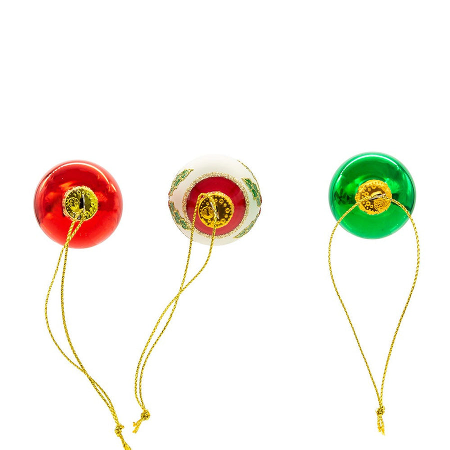 35MM Glass Green & Red Ball and Finial Ornaments