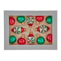 35MM Glass Green & Red Ball and Finial Ornaments