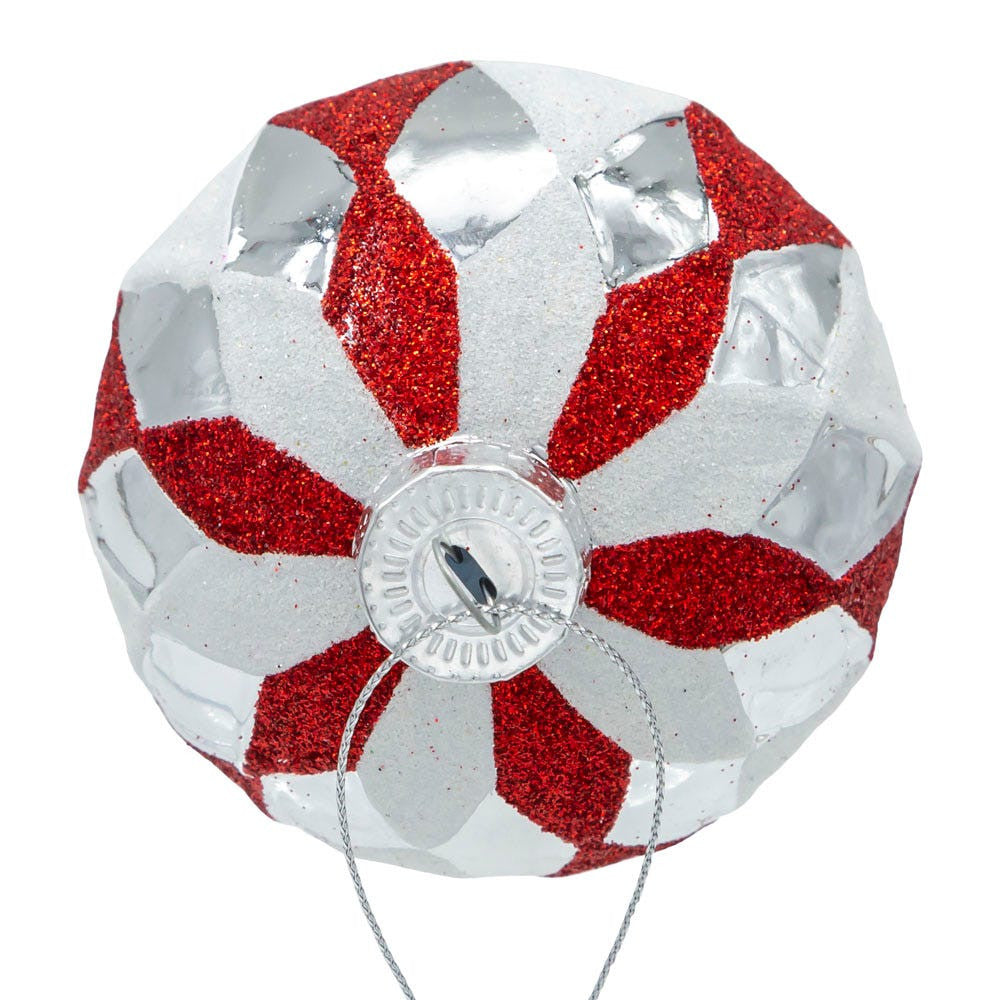 80MM Glass Red, White and Silver Ball Ornaments
