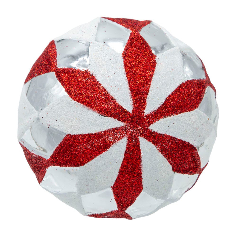 80MM Glass Red, White and Silver Ball Ornaments