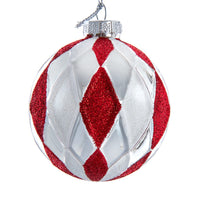 80MM Glass Red, White and Silver Ball Ornaments