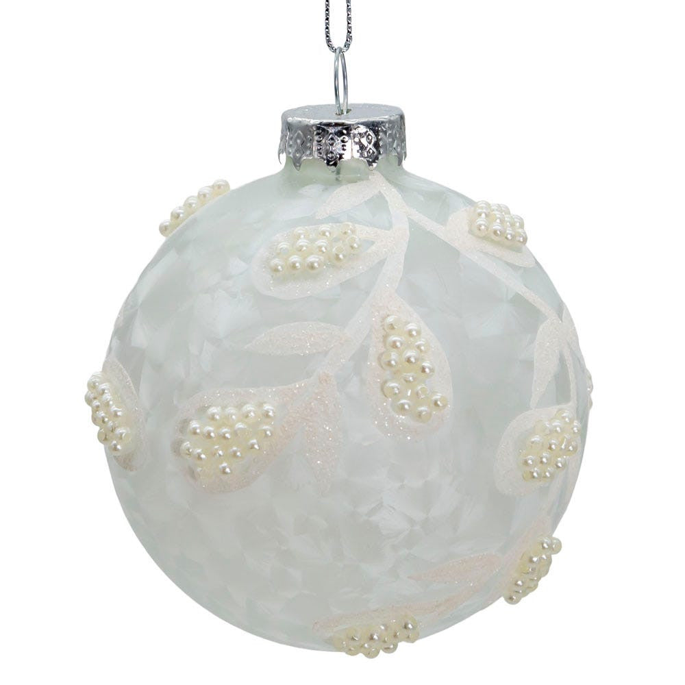 80MM Glass White Pearl Ball Ornaments