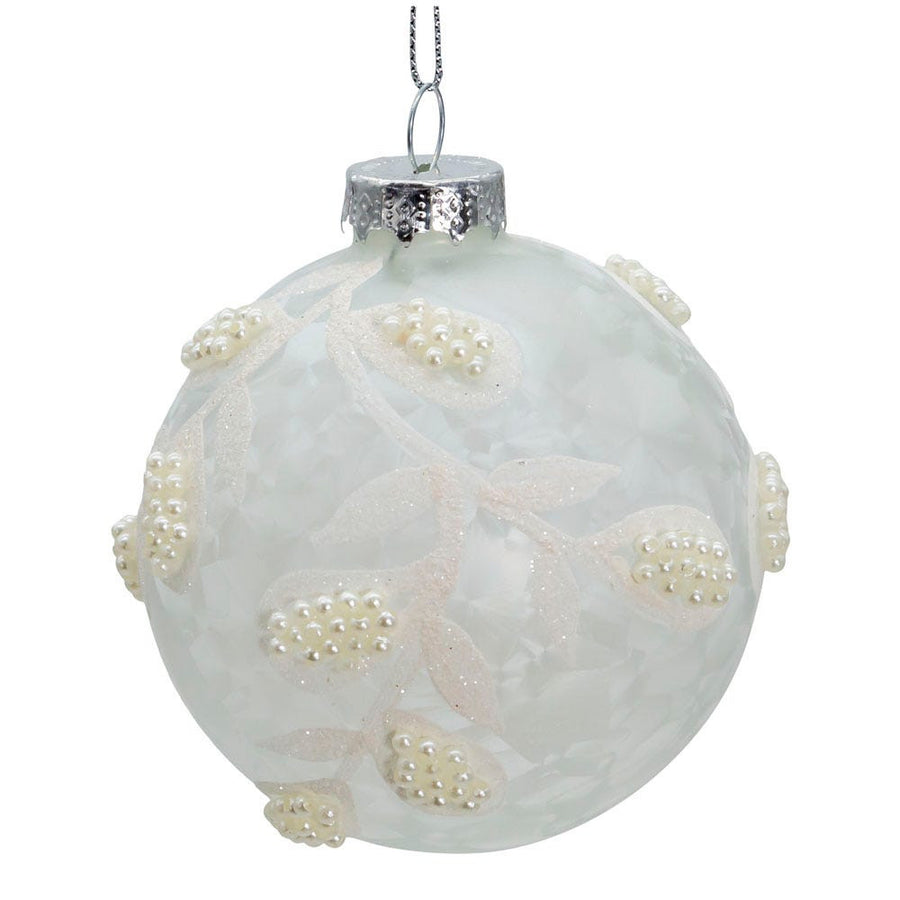 80MM Glass White Pearl Ball Ornaments