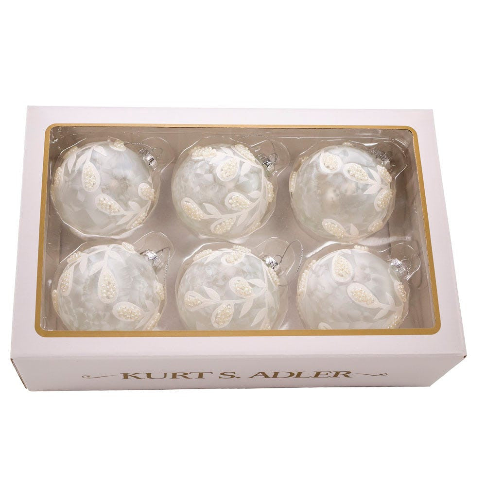 80MM Glass White Pearl Ball Ornaments