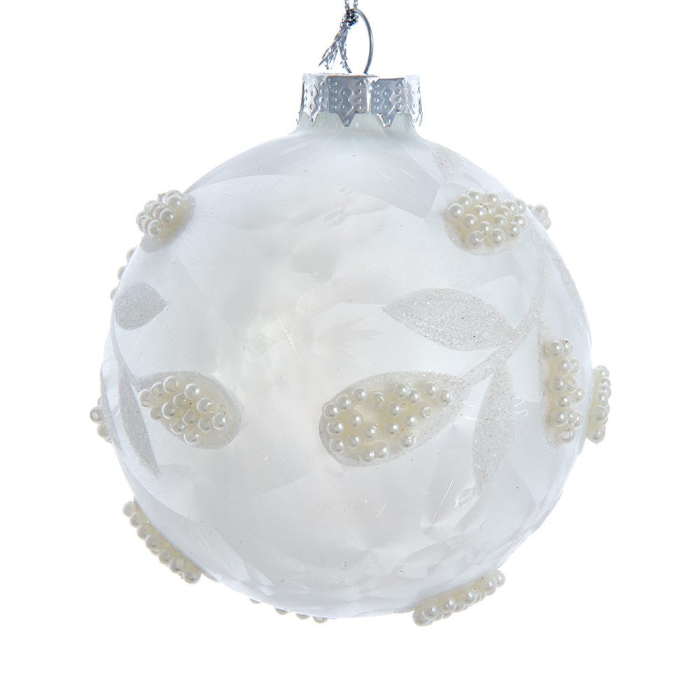 80MM Glass White Pearl Ball Ornaments