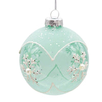 80MM Glass Teal Snowlike Ball Ornaments
