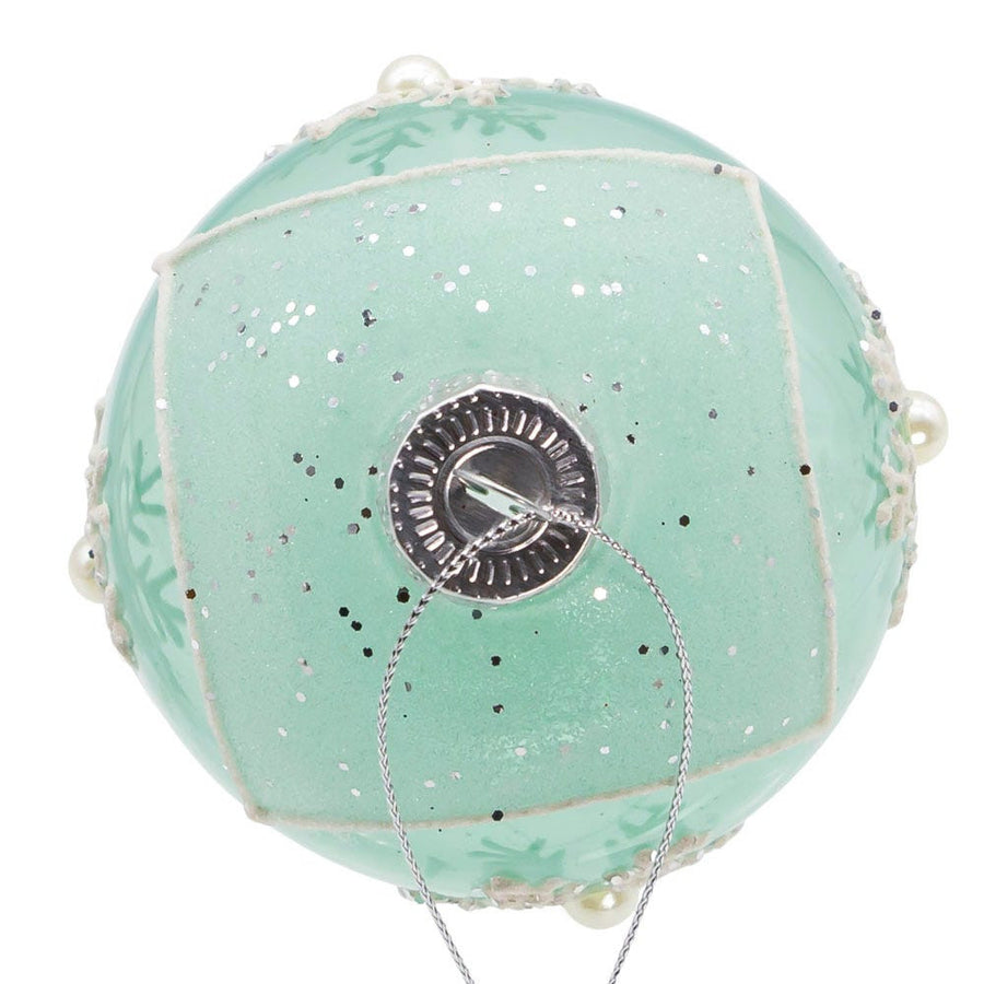 80MM Glass Teal Snowlike Ball Ornaments