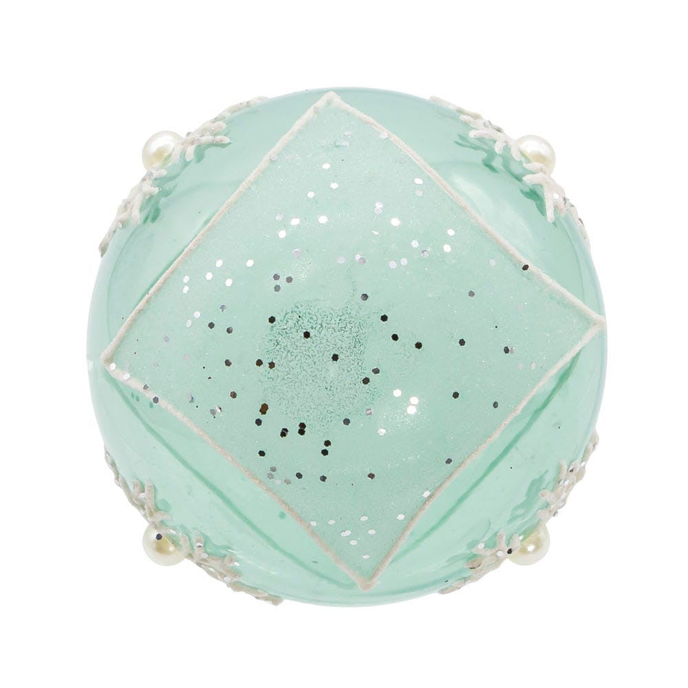 80MM Glass Teal Snowlike Ball Ornaments