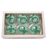 80MM Glass Teal Snowlike Ball Ornaments