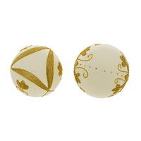 80MM Glass White With Gold Beading Ball Ornaments