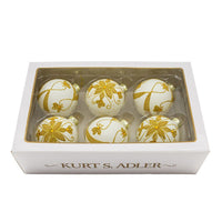 80MM Glass White With Gold Beading Ball Ornaments