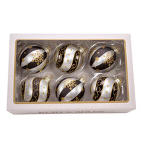 80MM Glass Silver, Black & Gold Ball Ornaments