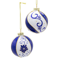 80MM Glass Blue & White Ball Ornaments