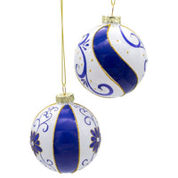 80MM Glass Blue & White Ball Ornaments