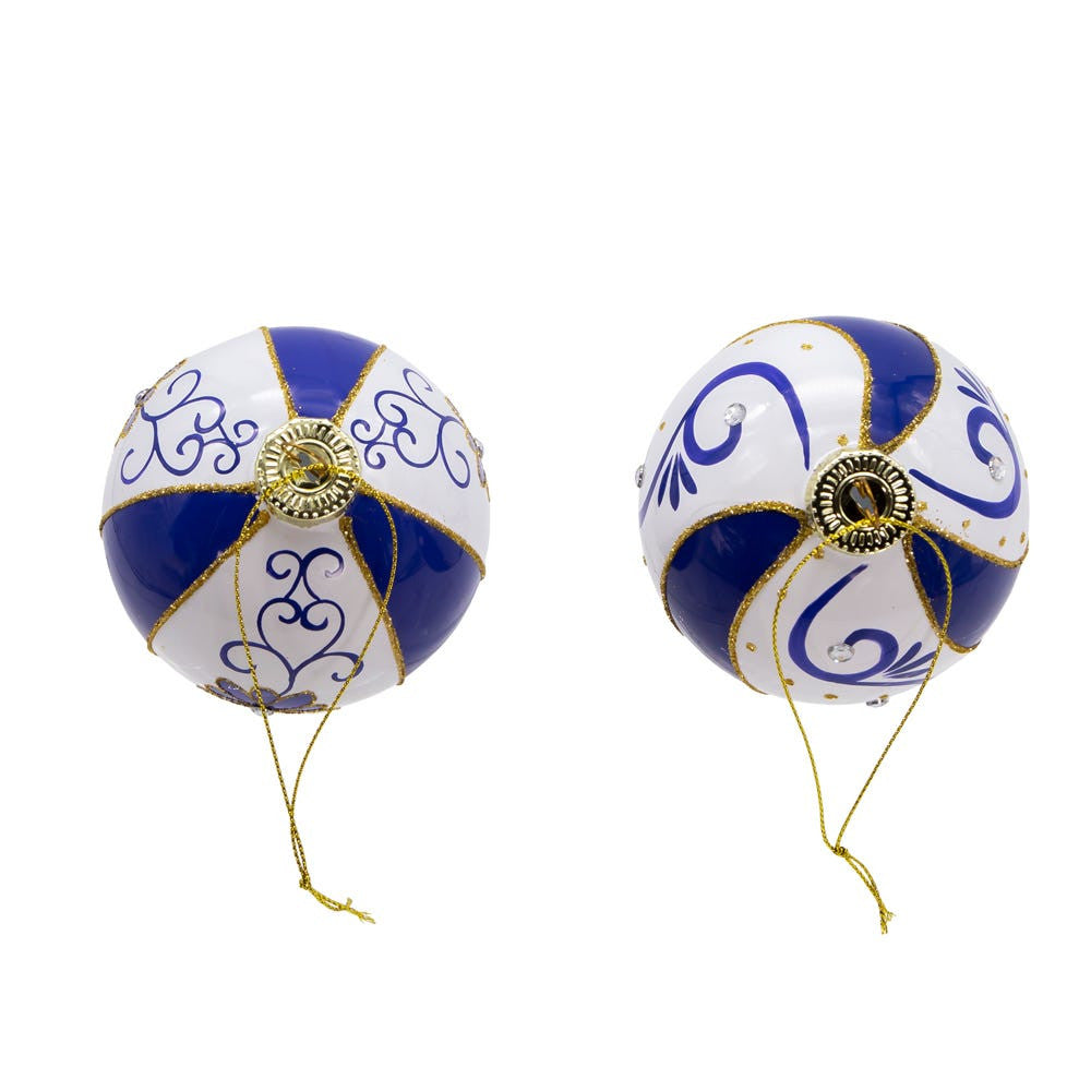 80MM Glass Blue & White Ball Ornaments