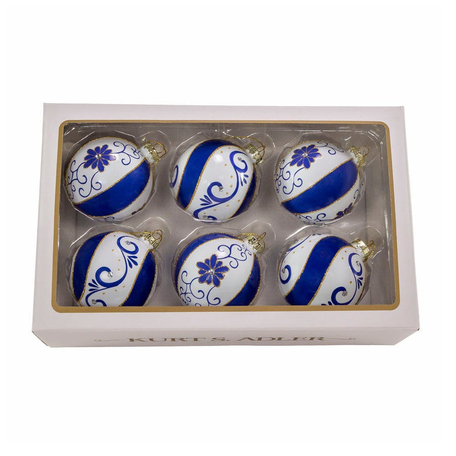 80MM Glass Blue & White Ball Ornaments