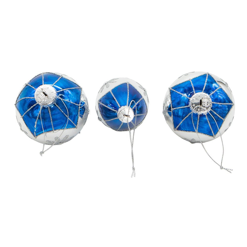 80MM Glass Blue Snowflake Ball, Onion and Teardrop Shaped Ornaments