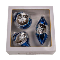 80MM Glass Blue Snowflake Ball, Onion and Teardrop Shaped Ornaments