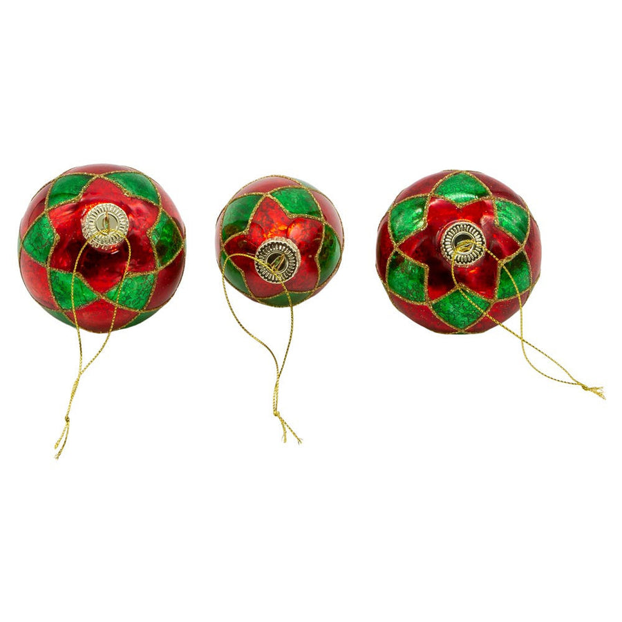 80MM Glass Green & Red Ball, Onion & Teardrop Shaped Ornaments