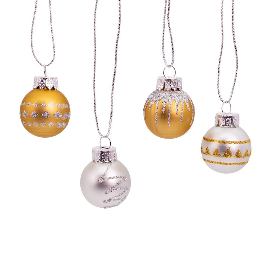25MM Miniature Glass Gold & Silver Ball Ornaments
