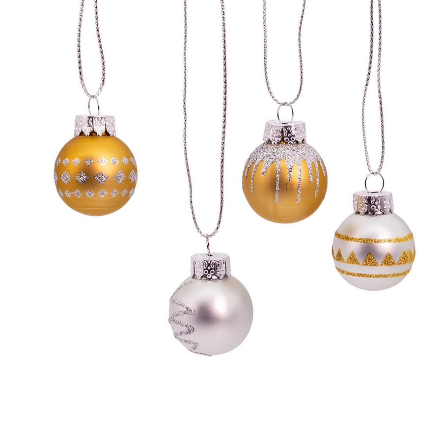25MM Miniature Glass Gold & Silver Ball Ornaments