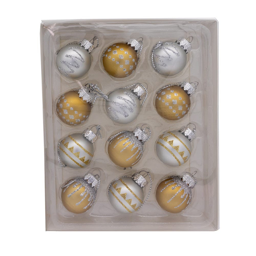 25MM Miniature Glass Gold & Silver Ball Ornaments