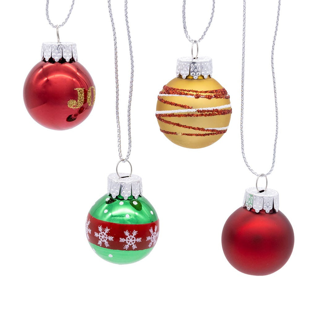 25MM Miniature Glass Red & Green Ball Ornaments