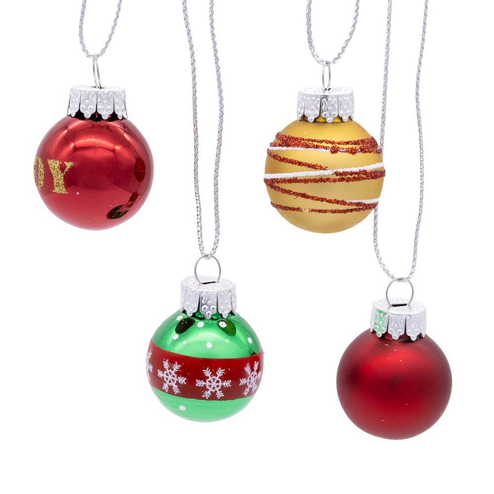 25MM Miniature Glass Red & Green Ball Ornaments