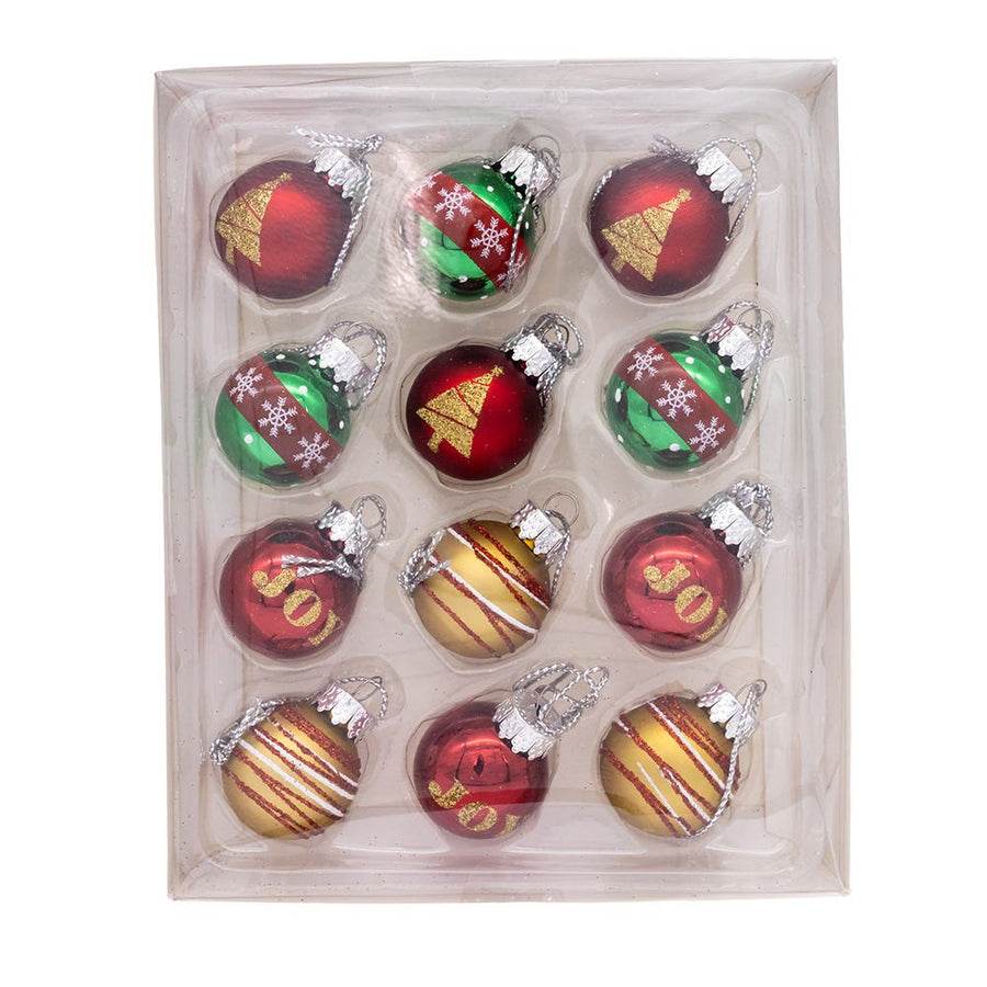 25MM Miniature Glass Red & Green Ball Ornaments