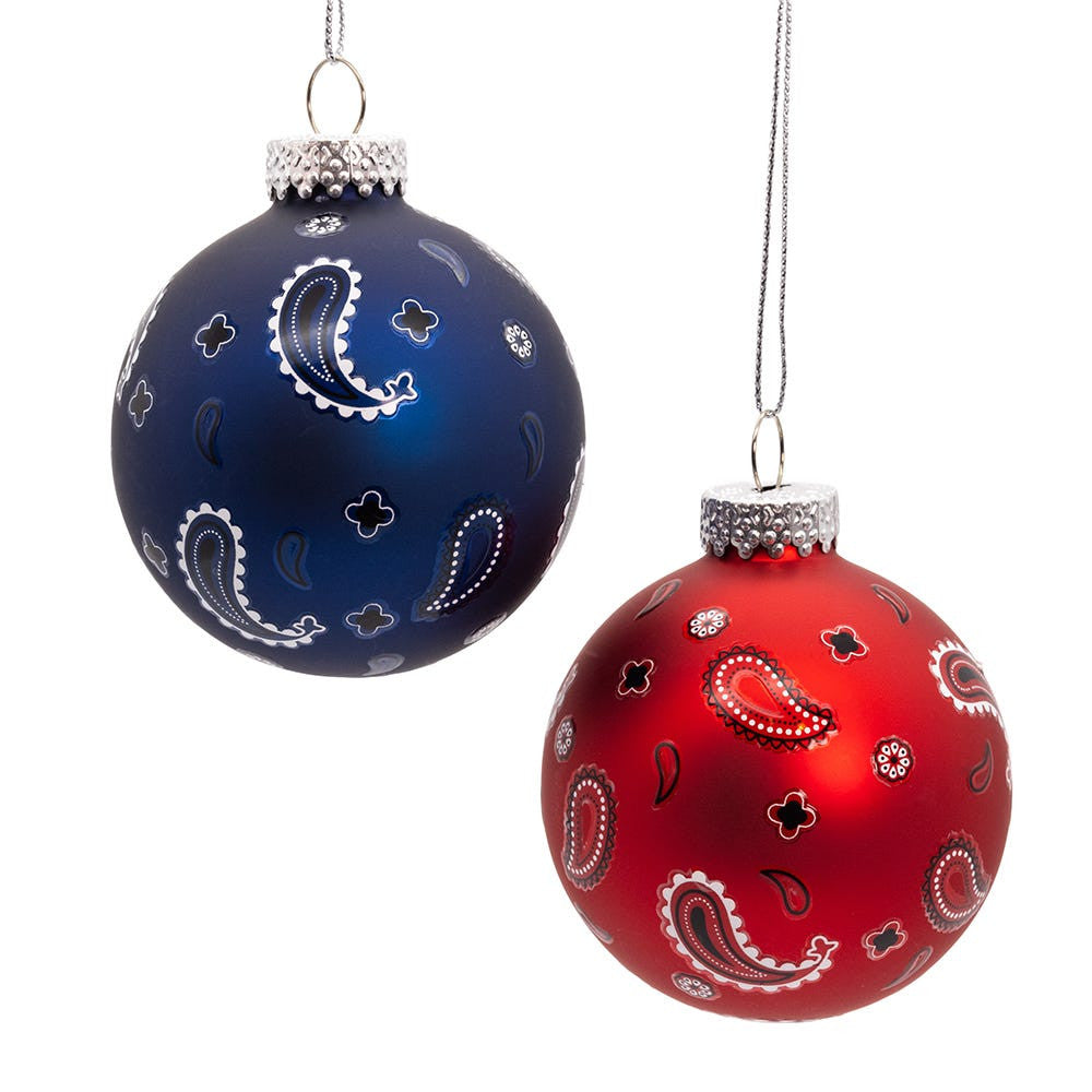 65MM Glass Bandana Style Ball Ornaments