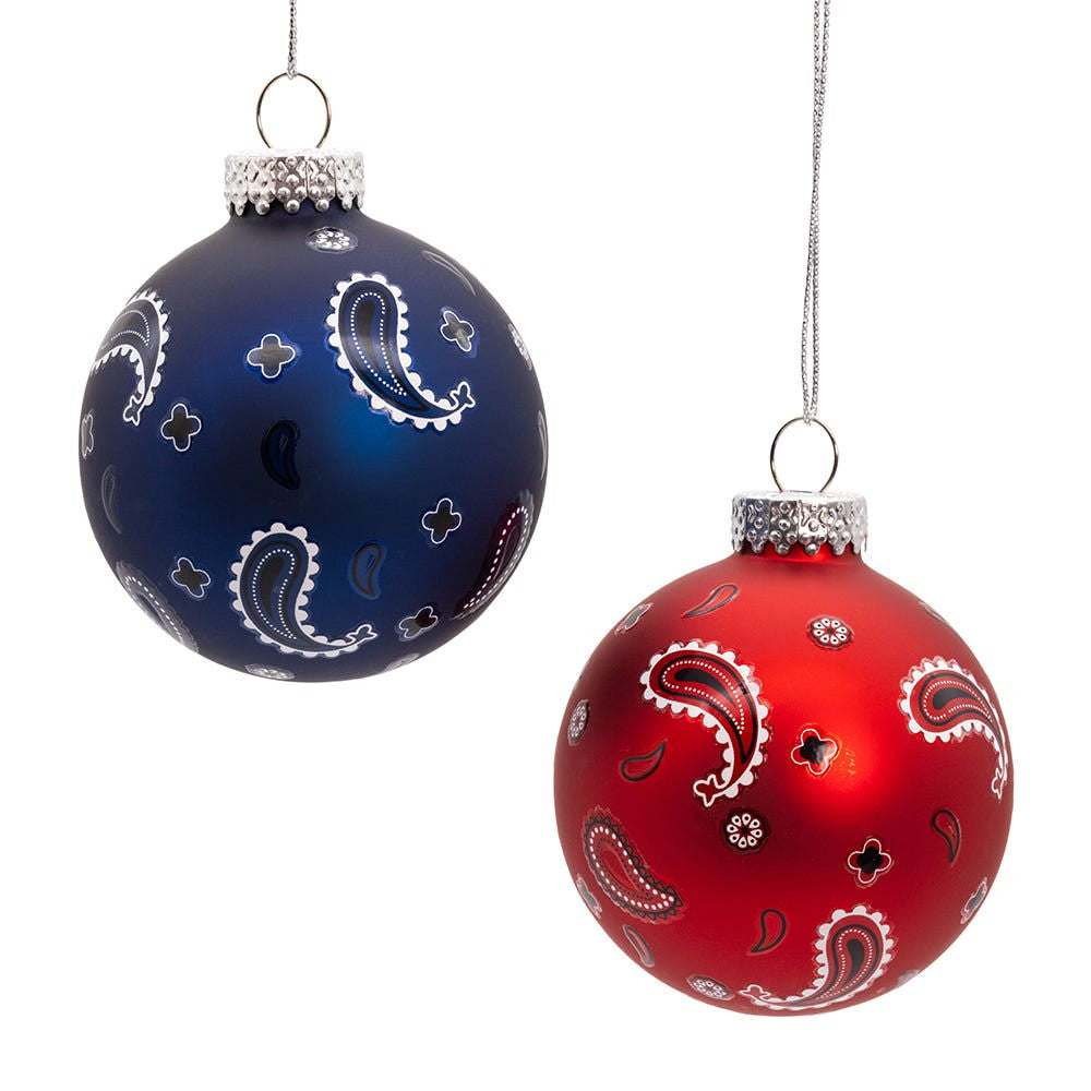 65MM Glass Bandana Style Ball Ornaments