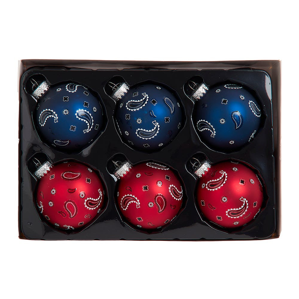 65MM Glass Bandana Style Ball Ornaments