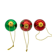 35MM Glass Green & Red With Holly Leaves Teardrop & Ball Ornaments