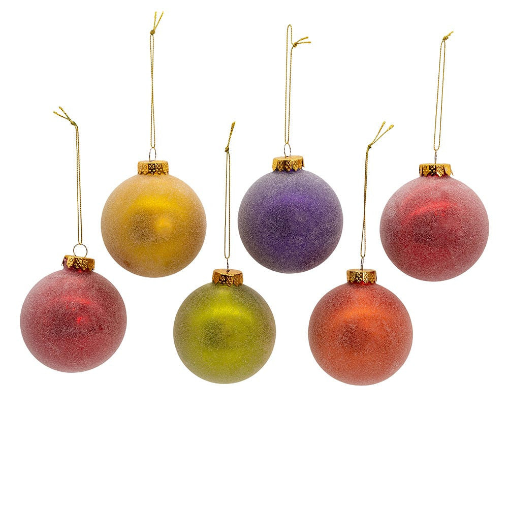 80MM Glass Sugar Frosted Solid Color Ball Ornaments