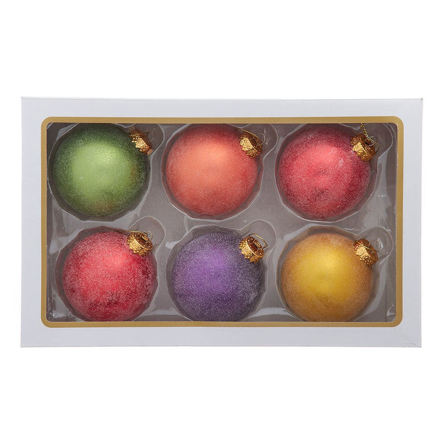 80MM Glass Sugar Frosted Solid Color Ball Ornaments