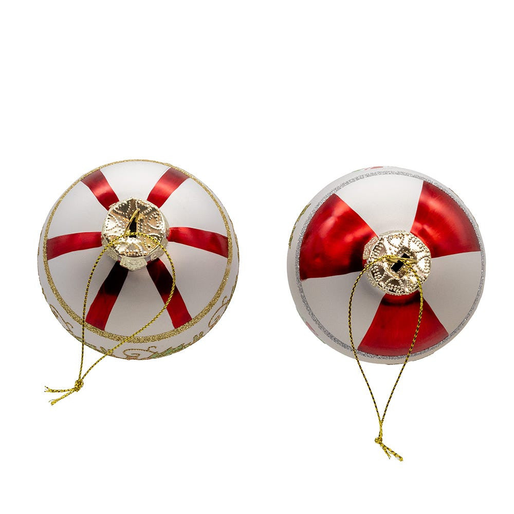 80MM Glass Holly Leaves Ball Ornaments, 2 Assorted