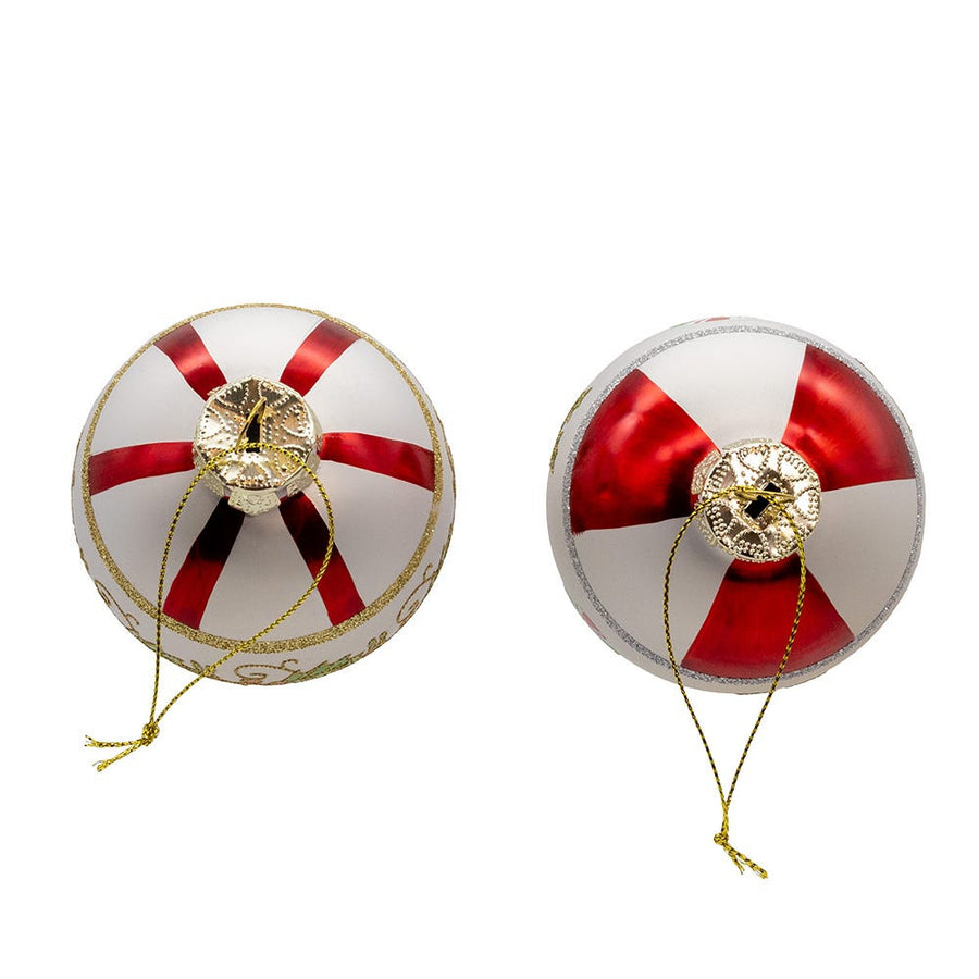 80MM Glass Holly Leaves Ball Ornaments, 2 Assorted