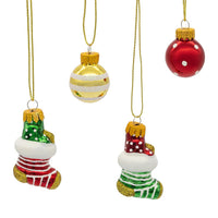 25MM Glass Stocking & Ball Ornaments