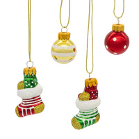 25MM Glass Stocking & Ball Ornaments