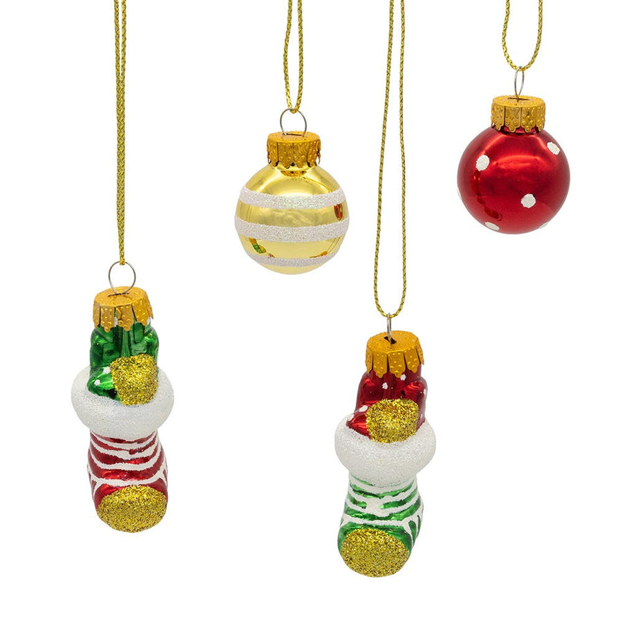 25MM Glass Stocking & Ball Ornaments