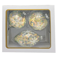 90MM Glass Iridescent Snowflake Ball, Finial and Onion Ornaments